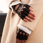 Rossana (dark brown) - Italian fingerless lambskin leather driving gloves - Fratelli Orsini - Luxury Driving Gloves - Handmade in Italy - 3