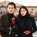 Rossana (red) - Italian fingerless lambskin leather driving gloves - Fratelli Orsini - Luxury Driving Gloves - Handmade in Italy - 7