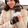 Rossana (dark brown) - Italian fingerless lambskin leather driving gloves - Fratelli Orsini - Luxury Driving Gloves - Handmade in Italy - 4