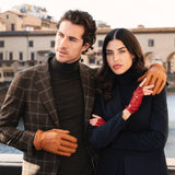 Rossana (red) - Italian fingerless lambskin leather driving gloves - Fratelli Orsini - Luxury Driving Gloves - Handmade in Italy - 10