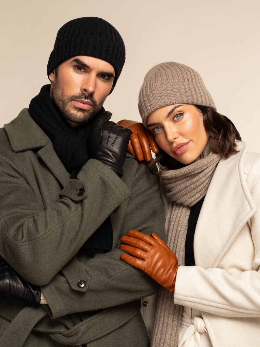 Napoli (black) - 100% cashmere ribbed scarf (unisex)  - Fratelli Orsini - Luxury Cashmere Scarf - Handmade in Italy - 12