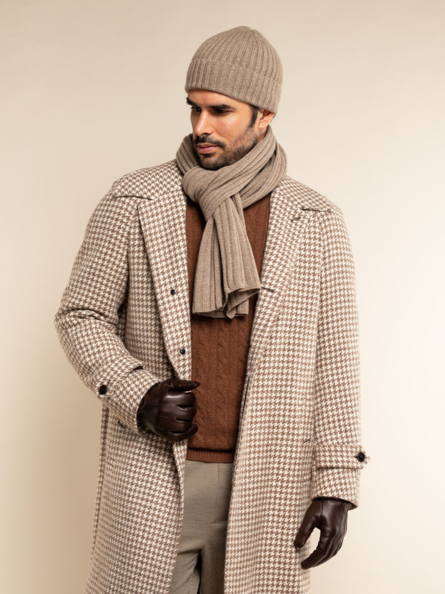 Napoli (brown) - 100% cashmere ribbed scarf (unisex) - Fratelli Orsini - Luxury Cashmere Scarf - Handmade in Italy - 5