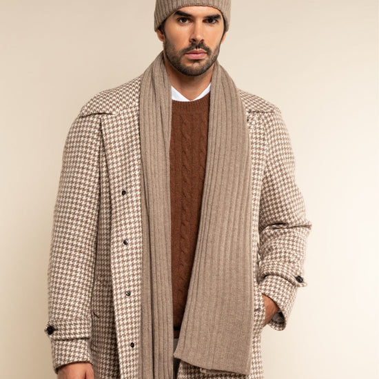 Napoli (brown) - 100% cashmere ribbed scarf (unisex) - Fratelli Orsini - Luxury Cashmere Scarf - Handmade in Italy - 9