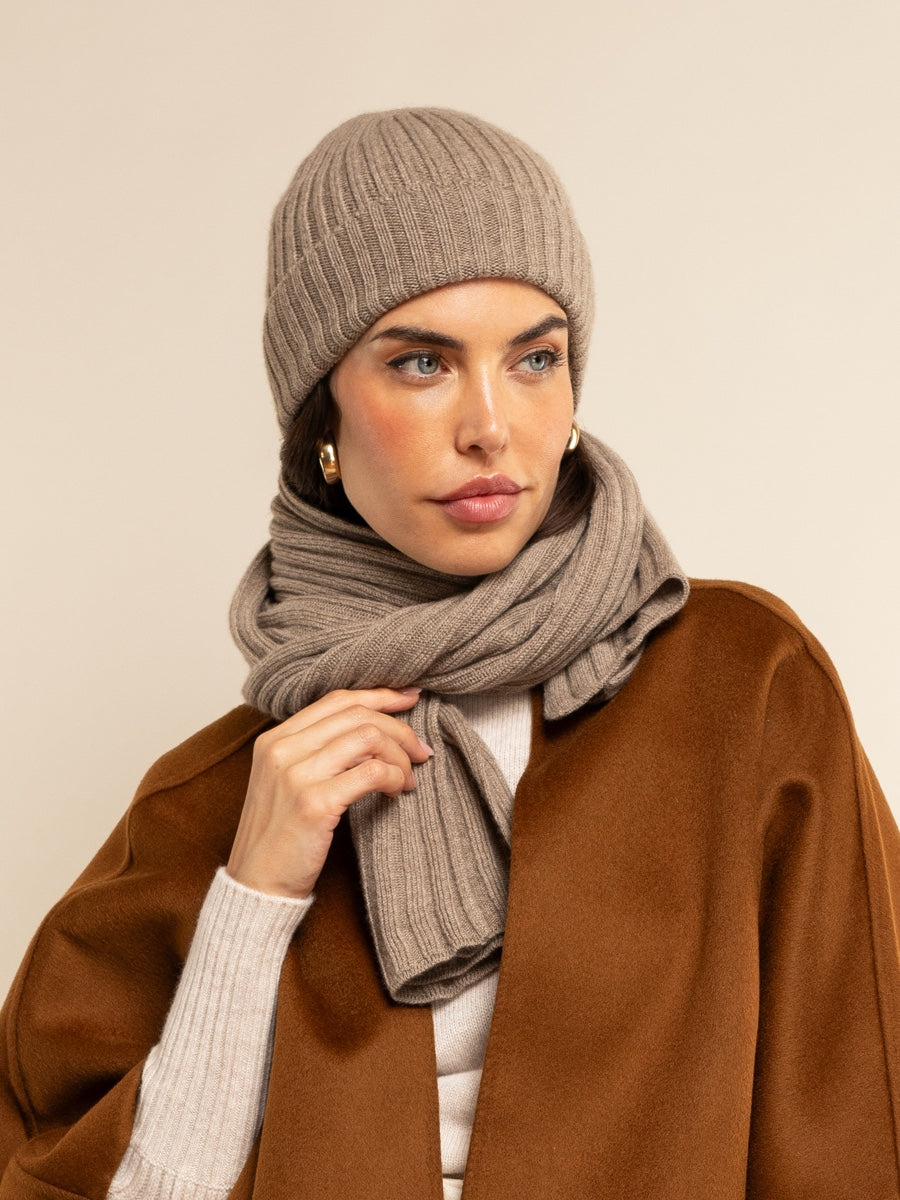 Napoli (brown) - 100% cashmere ribbed scarf (unisex) - Fratelli Orsini - Luxury Cashmere Scarf - Handmade in Italy - 10
