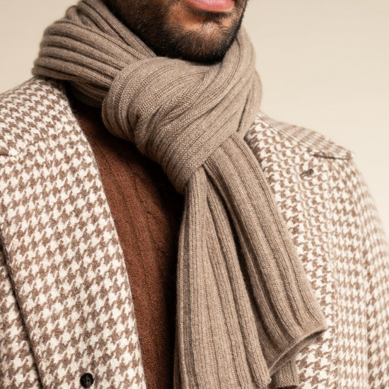 Napoli (brown) - 100% cashmere ribbed scarf (unisex) - Fratelli Orsini - Luxury Cashmere Scarf - Handmade in Italy - 13