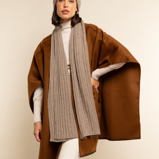 Napoli (brown) - 100% cashmere ribbed scarf (unisex) - Fratelli Orsini - Luxury Cashmere Scarf - Handmade in Italy - 12