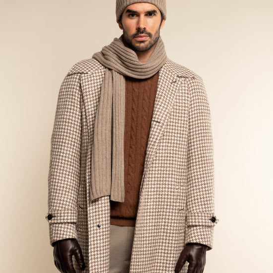 Napoli (brown) - 100% cashmere ribbed scarf (unisex) - Fratelli Orsini - Luxury Cashmere Scarf - Handmade in Italy - 16