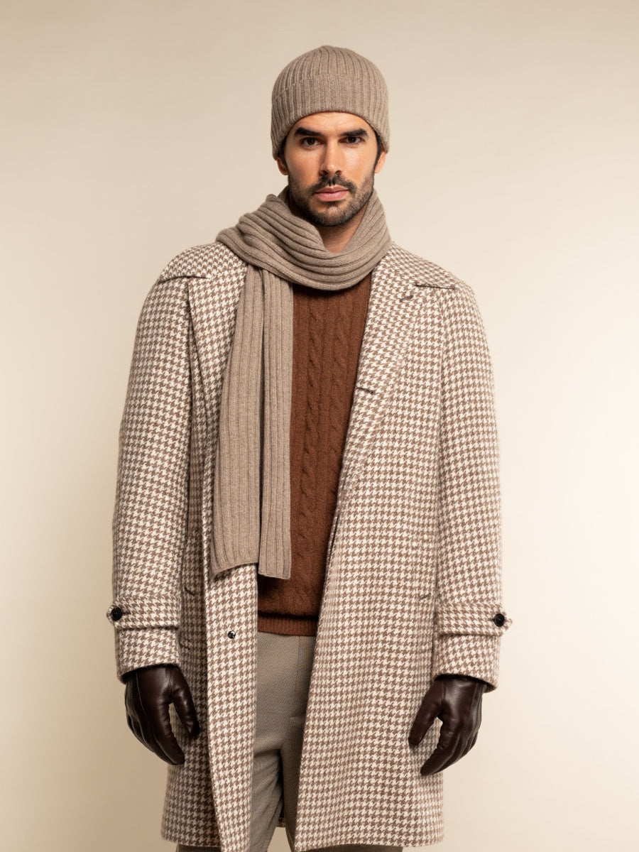 Napoli (brown) - 100% cashmere ribbed scarf (unisex) - Fratelli Orsini - Luxury Cashmere Scarf - Handmade in Italy - 16