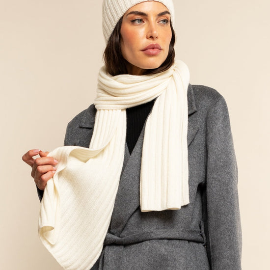 Napoli (cream) - 100% cashmere ribbed scarf (unisex) - Fratelli Orsini - Luxury Cashmere Scarf - Handmade in Italy - 5