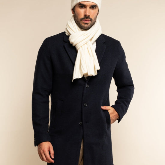 Napoli (cream) - 100% cashmere ribbed scarf (unisex) - Fratelli Orsini - Luxury Cashmere Scarf - Handmade in Italy - 6