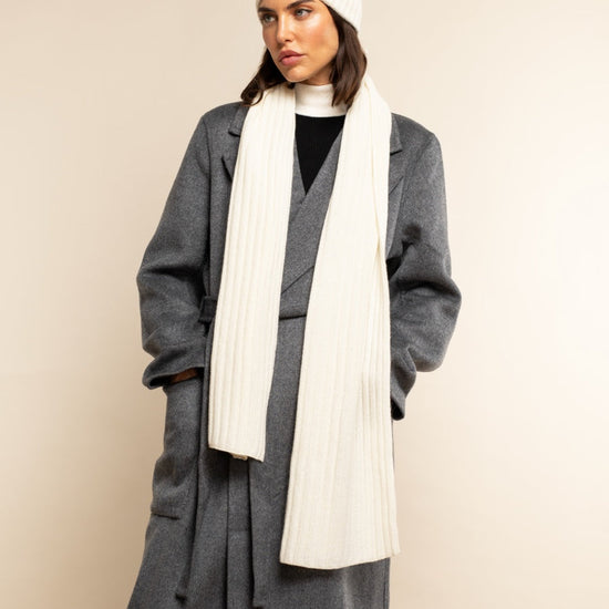 Napoli (cream) - 100% cashmere ribbed scarf (unisex) - Fratelli Orsini - Luxury Cashmere Scarf - Handmade in Italy - 10