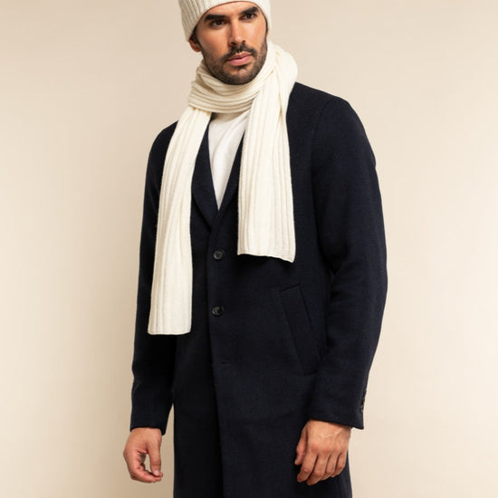 Napoli (cream) - 100% cashmere ribbed scarf (unisex) - Fratelli Orsini - Luxury Cashmere Scarf - Handmade in Italy - 12