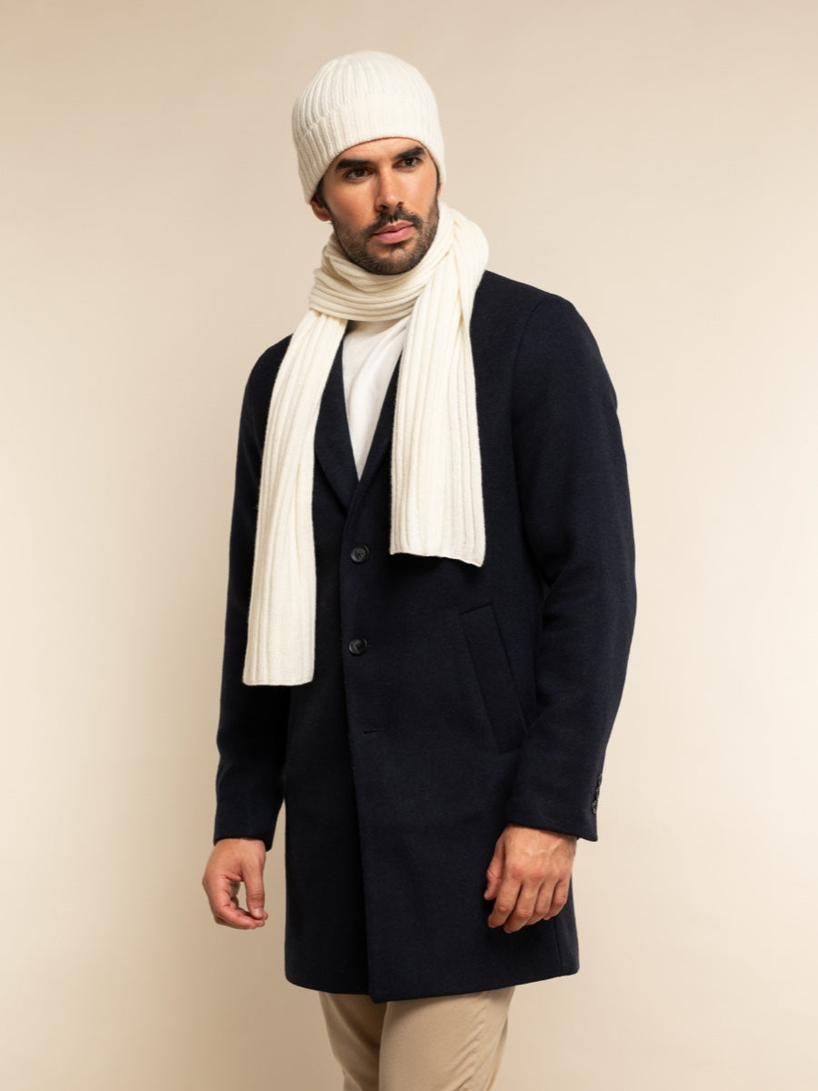 Napoli (cream) - 100% cashmere ribbed scarf (unisex) - Fratelli Orsini - Luxury Cashmere Scarf - Handmade in Italy - 12