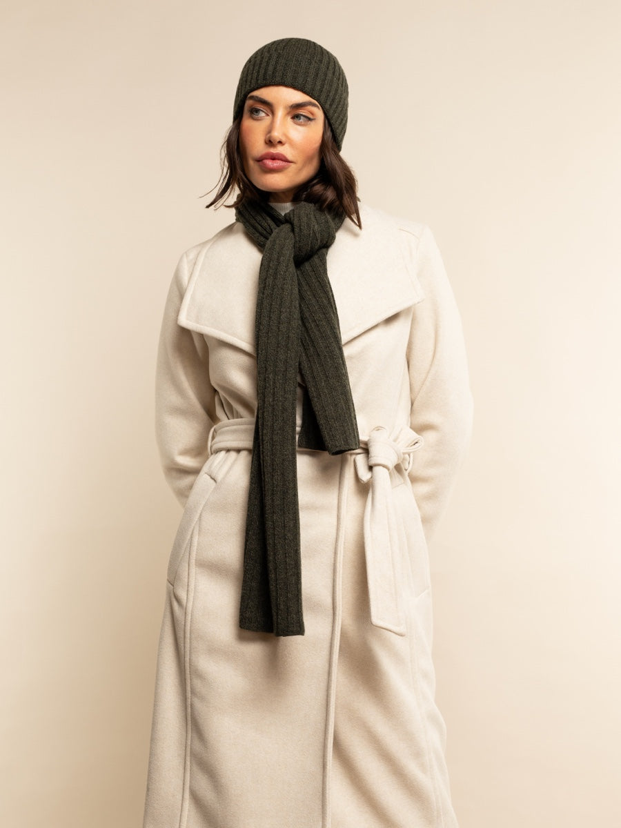 Napoli (dark green) - 100% cashmere ribbed scarf (unisex) - Fratelli Orsini - Luxury Cashmere Scarf - Handmade in Italy - 9