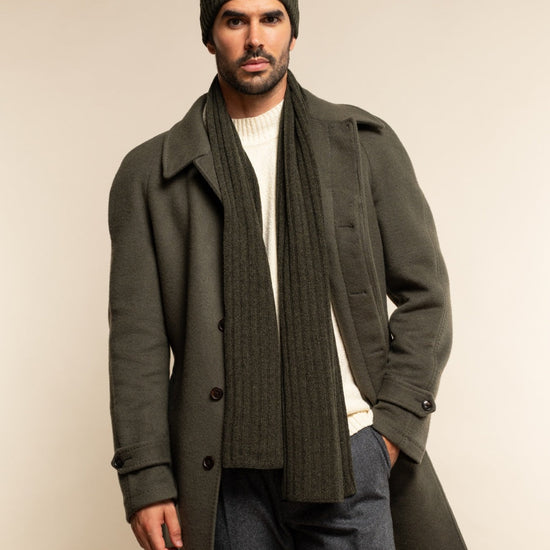 Napoli (dark green) - 100% cashmere ribbed scarf (unisex) - Fratelli Orsini - Luxury Cashmere Scarf - Handmade in Italy - 13