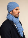 Napoli (light blue) - 100% cashmere ribbed scarf (unisex) - Fratelli Orsini - Luxury Cashmere Scarf - Handmade in Italy - 7