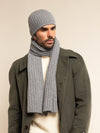 Napoli (light grey) - 100% cashmere ribbed scarf (unisex) - Fratelli Orsini - Luxury Cashmere Scarf - Handmade in Italy - 8