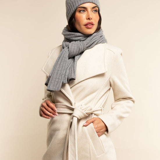 Napoli (light grey) - 100% cashmere ribbed scarf (unisex) - Fratelli Orsini - Luxury Cashmere Scarf - Handmade in Italy - 11