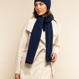 Napoli (navy blue) - 100% cashmere ribbed scarf (unisex) - Fratelli Orsini - Luxury Cashmere Scarf - Handmade in Italy - 5