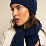 Napoli (navy blue) - 100% cashmere ribbed scarf (unisex) - Fratelli Orsini - Luxury Cashmere Scarf - Handmade in Italy - 8
