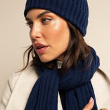 Napoli (navy blue) - 100% cashmere ribbed scarf (unisex) - Fratelli Orsini - Luxury Cashmere Scarf - Handmade in Italy - 8
