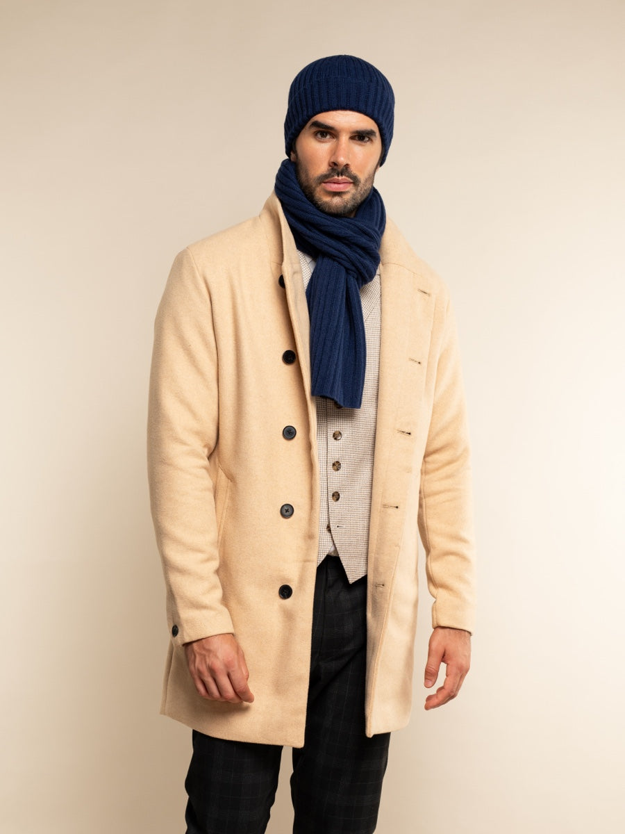 Napoli (navy blue) - 100% cashmere ribbed scarf (unisex) - Fratelli Orsini - Luxury Cashmere Scarf - Handmade in Italy - 9