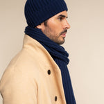 Napoli (navy blue) - 100% cashmere ribbed scarf (unisex) - Fratelli Orsini - Luxury Cashmere Scarf - Handmade in Italy - 14