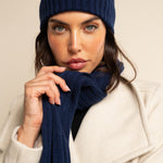 Napoli (navy blue) - 100% cashmere ribbed scarf (unisex) - Fratelli Orsini - Luxury Cashmere Scarf - Handmade in Italy - 15