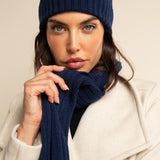 Napoli (navy blue) - 100% cashmere ribbed scarf (unisex) - Fratelli Orsini - Luxury Cashmere Scarf - Handmade in Italy - 15