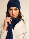 Napoli (navy blue) - 100% cashmere ribbed scarf (unisex) - Fratelli Orsini - Luxury Cashmere Scarf - Handmade in Italy - 15