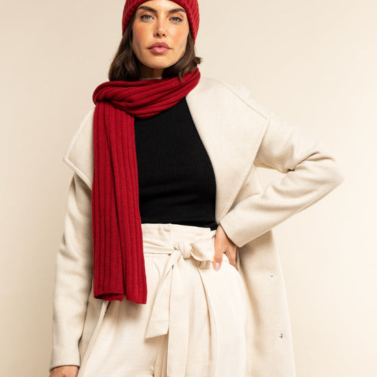 Napoli (red) - 100% cashmere ribbed scarf (unisex) - Fratelli Orsini - Luxury Cashmere Scarf - Handmade in Italy - 8