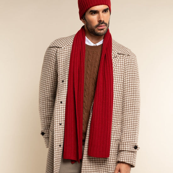 Napoli (red) - 100% cashmere ribbed scarf (unisex) - Fratelli Orsini - Luxury Cashmere Scarf - Handmade in Italy - 10
