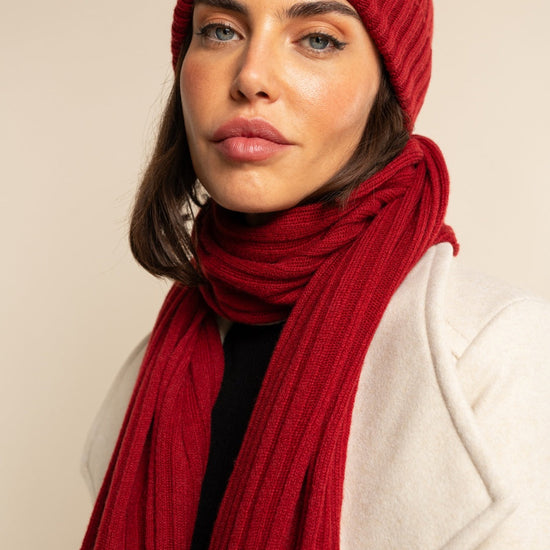 Napoli (red) - 100% cashmere ribbed scarf (unisex) - Fratelli Orsini - Luxury Cashmere Scarf - Handmade in Italy - 11