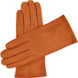 Cognac Leather Gloves Women Silk Lining - Made in Italy – Luxury Leather Gloves – Handmade in Italy – Fratelli Orsini® - 1
