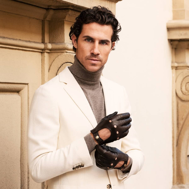 Brown Driving Gloves Men Touchscreen - Made in Italy – Luxury Leather Gloves – Handmade in Italy – Fratelli Orsini® - 2