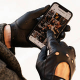 Umberto (black) - Italian lambskin leather driving gloves & touchscreen feature - Fratelli Orsini - Luxury Driving Gloves - Handmade in Italy - 3