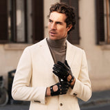Umberto (black) - Italian lambskin leather driving gloves & touchscreen feature - Fratelli Orsini - Luxury Driving Gloves - Handmade in Italy - 2