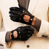 Black Driving Gloves Men Touchscreen - Made in Italy – Luxury Leather Gloves – Handmade in Italy – Fratelli Orsini® - 4