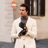 Black Driving Gloves Men Touchscreen - Made in Italy – Luxury Leather Gloves – Handmade in Italy – Fratelli Orsini® - 5