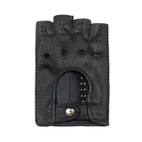Fingerless Driving Gloves Men Deerskin Black – Luxury Leather Gloves – Handmade in Italy – Fratelli Orsini® - 2