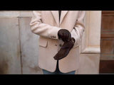 Women's Brown Leather Gloves White Rabbit Fur - Luxury Leather Gloves - Handmade in Italy - Fratelli Orsini 8